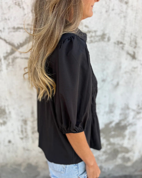 Bluse Casual Mode Kurzarm Einfarbig