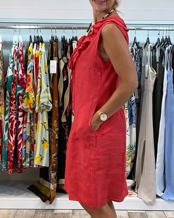Kleid Rüsche Ärmellos Lässig