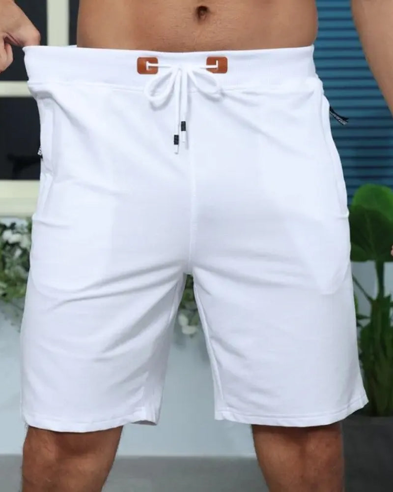 Shorts Elastische Taille Kordelzug Uni Farbe Herren