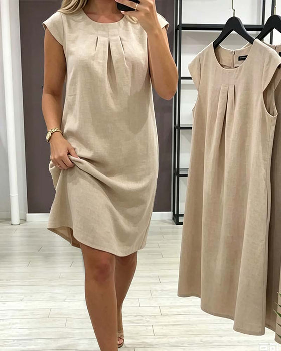 Kleid Schmetterlingsärmel Rundhalsausschnitt Etuikleid