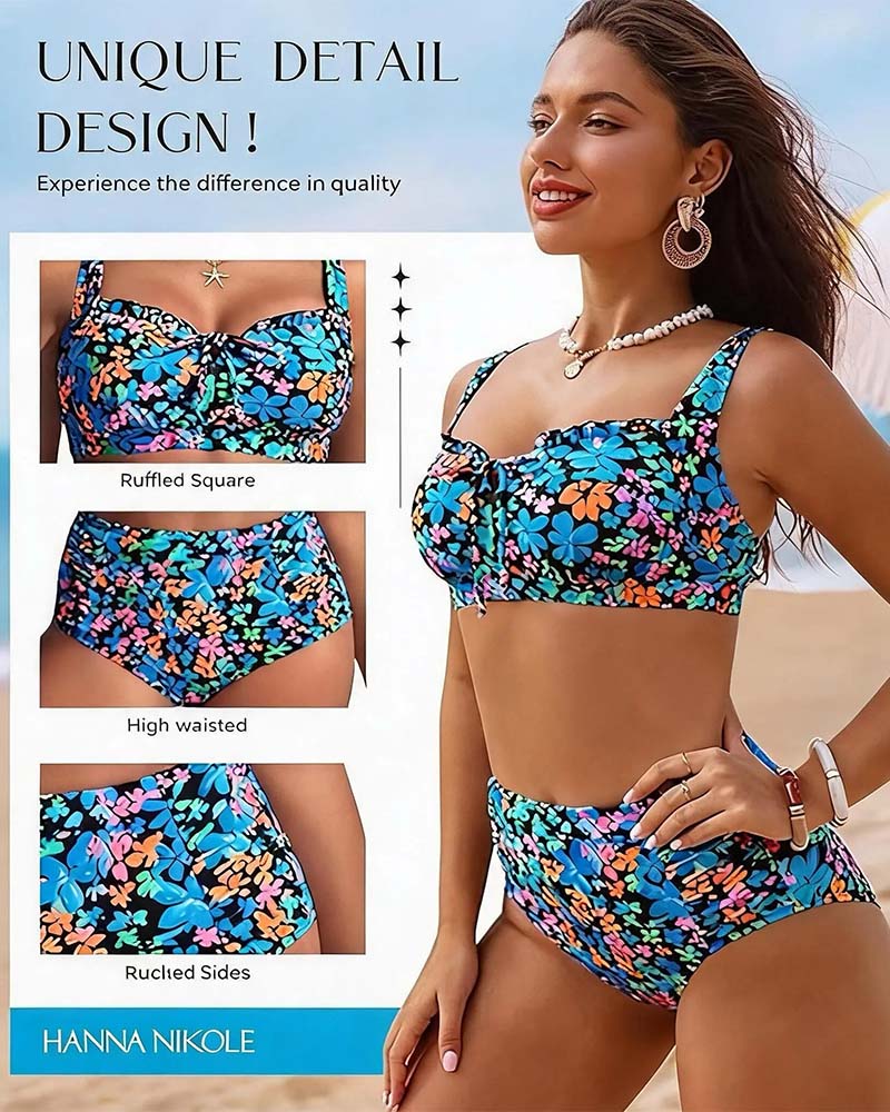Bikini Frischer Kleiner Blumen Spaghettiträger