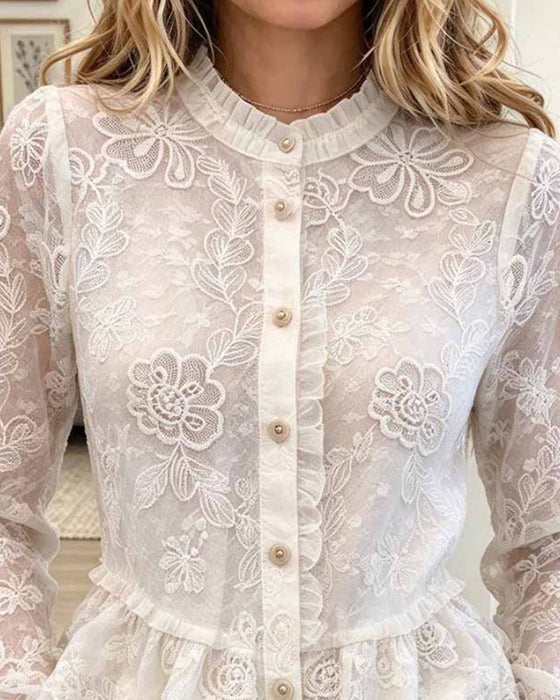 Bluse Rüsche Slim Fit Fächerförmig