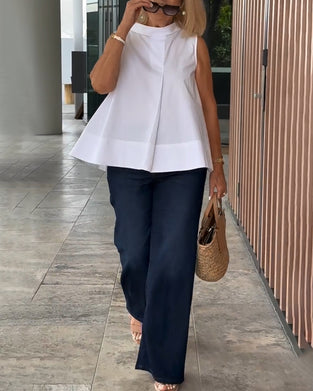 Bluse ärmellos einfarbig schlicht