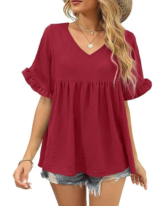 Bluse Lässig Rüsche Loose Fit