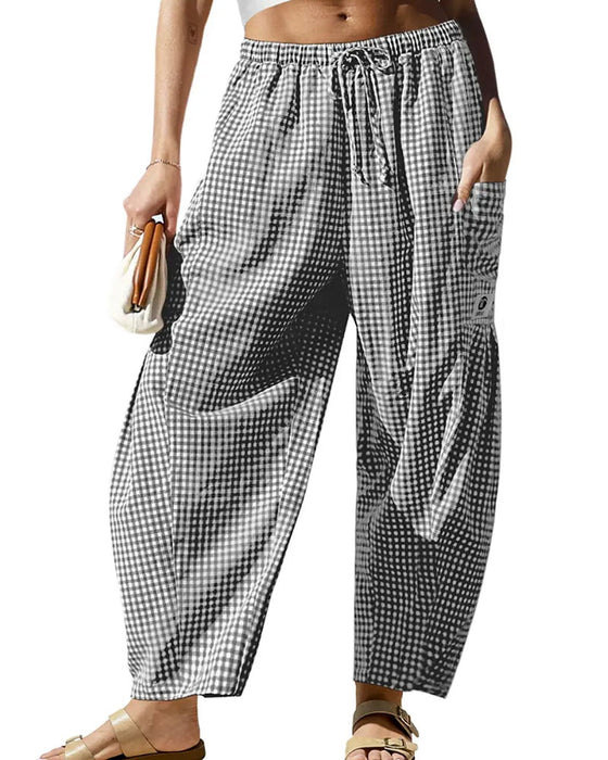 Hose leger kariertes Muster Cropped