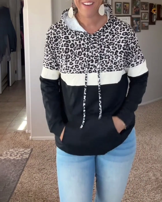 Sweatshirt lässig Leopardenmuster mit Kapuze
