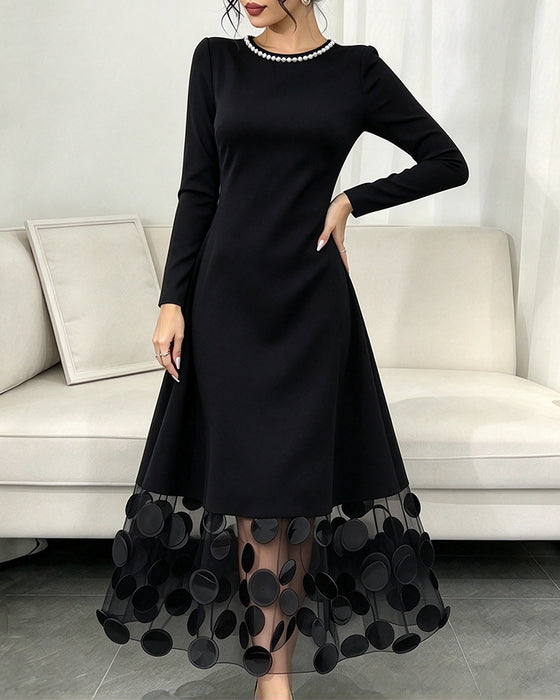 Kleid Mesh Gepunktet Patchwork