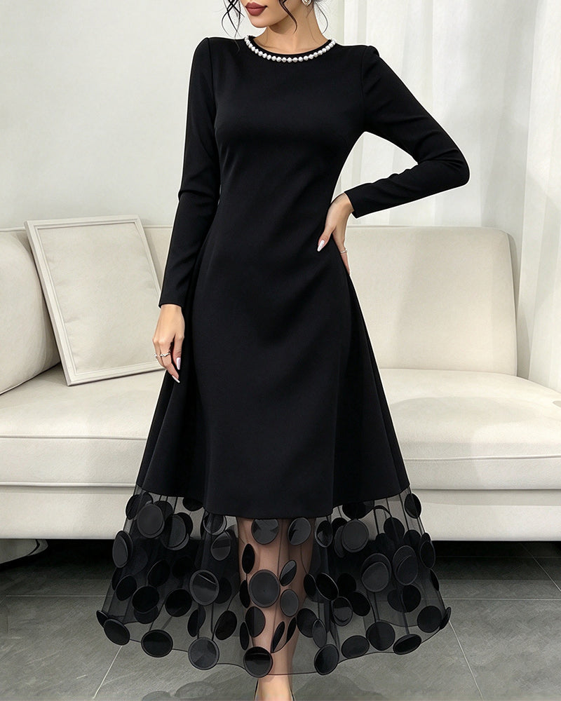 Kleid Mesh Gepunktet Patchwork