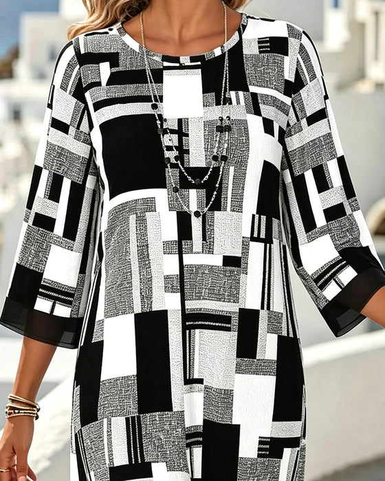 Kleid Geometrisch Print Lässig