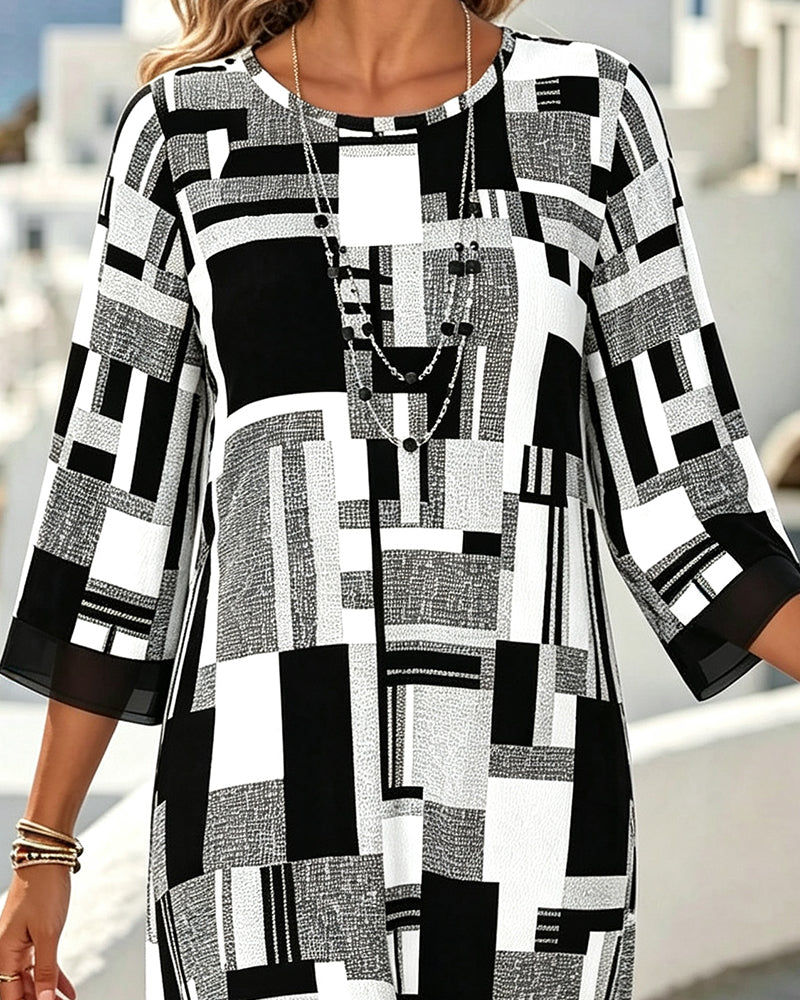 Kleid Geometrisch Print Lässig