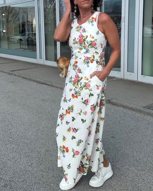 Kleid Ärmellos Gedruckt Casual