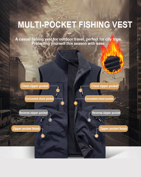 Zeitbegrenzter Sale – 50 % Rabatt🔥🧥 Übergroße Sleevelose Westenjacke Für Herren Mit Taschen