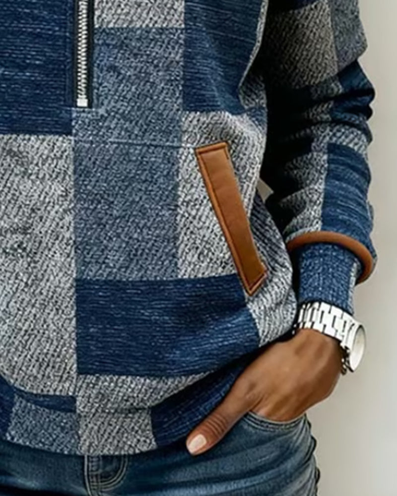 Stylischer Hoodie Mit Halbzip Und Colour-Blocking