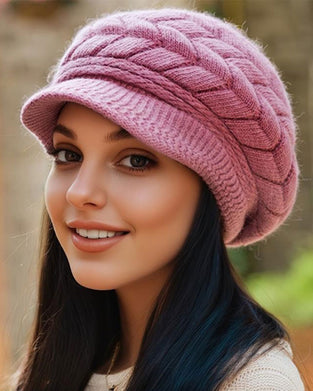 Damen Zopfstrick Winter Slouchy Beanie Mütze Weich Warm Dehnbar