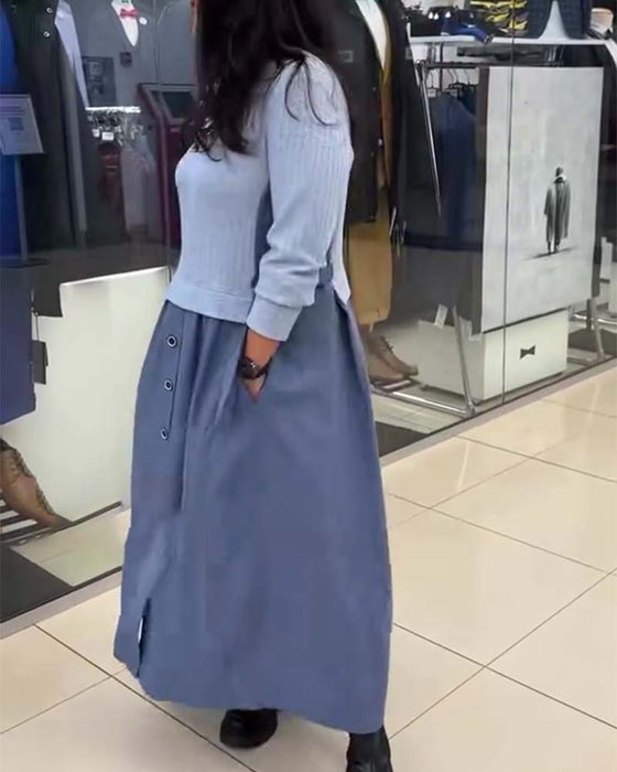 Kleid Casual Colorblocking Rundhalsausschnitt