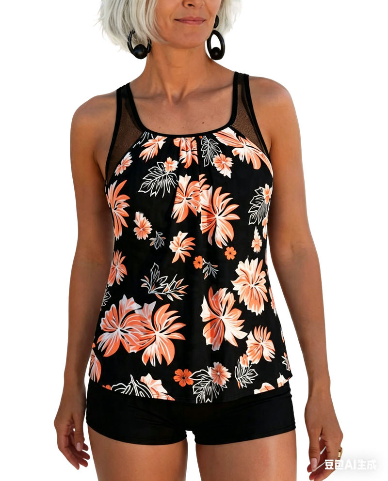 Tankini Bauch-Bedeckend Bedruckt