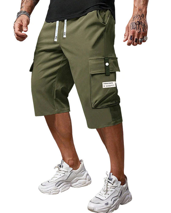 Hose Herren Lässig Kordelzug Capri Cargo