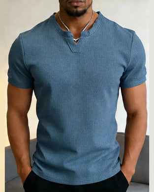 Herren Freizeit T-Shirt Mit Waffelstruktur