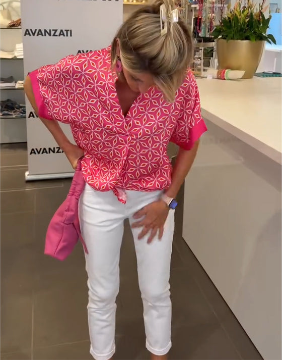 Bluse V-Ausschnitt Druck