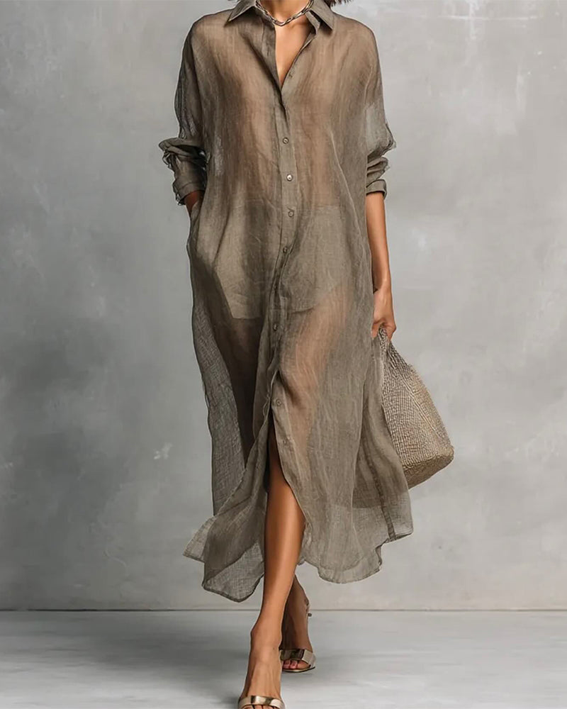 Kleid Revers Knopf Schlitz