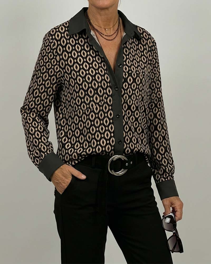 Hemd Geometrisch Colorblock Patchwork