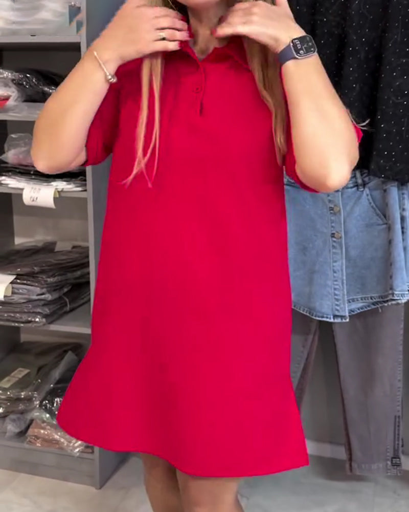 Kleid Revers Etuikleid Seitenschlitz Einfarbig