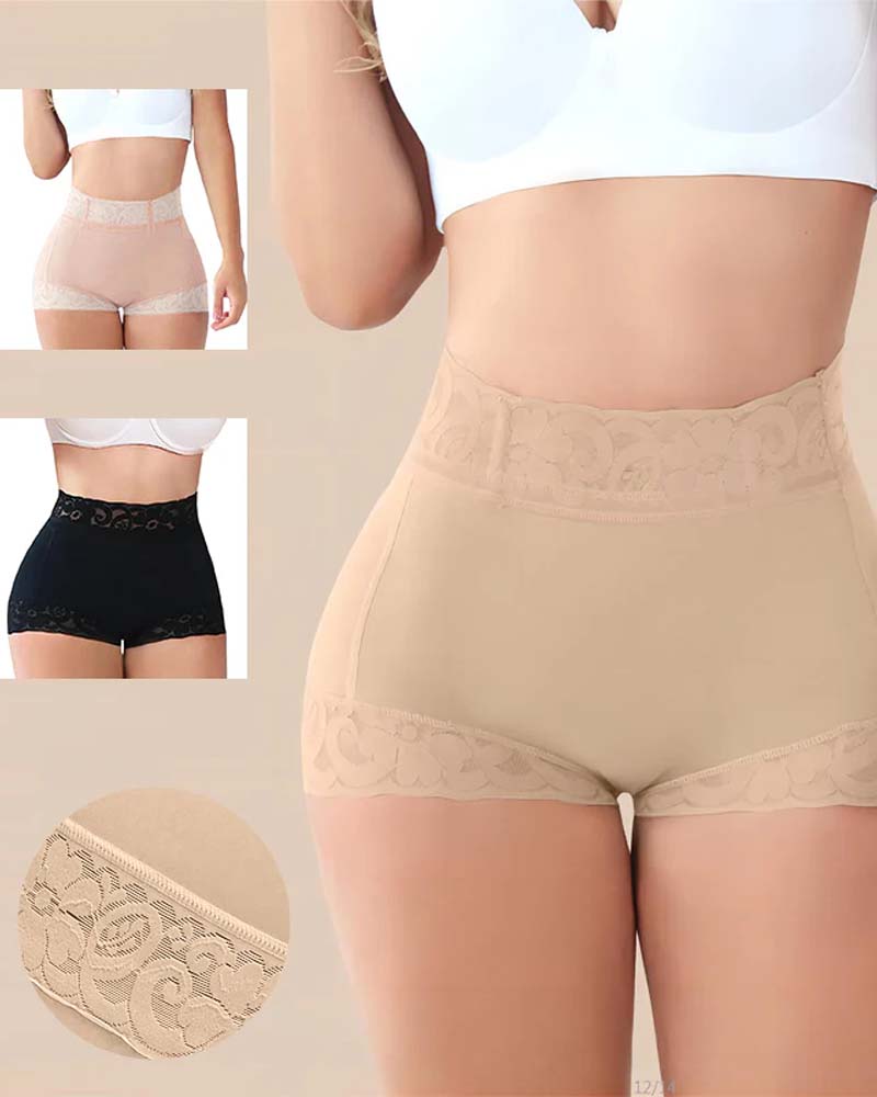 Damen Shorts Spitze Hohe Taille Shapewear