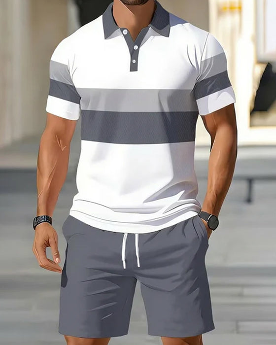 Set Gestreift Polo Herren Shorts