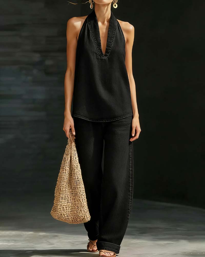 Set Mode Halterhals Denim