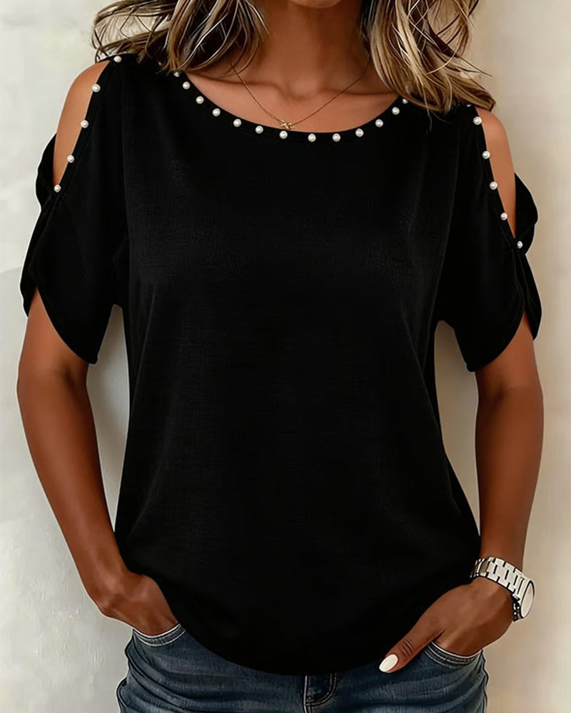 Bluse Off-Shoulder Kurzarm Rundhals