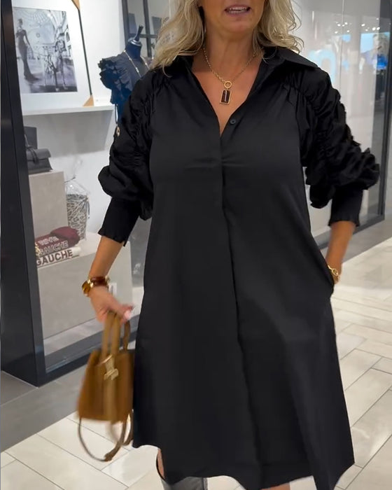 Kleid modisch Hemdkragen einfarbig