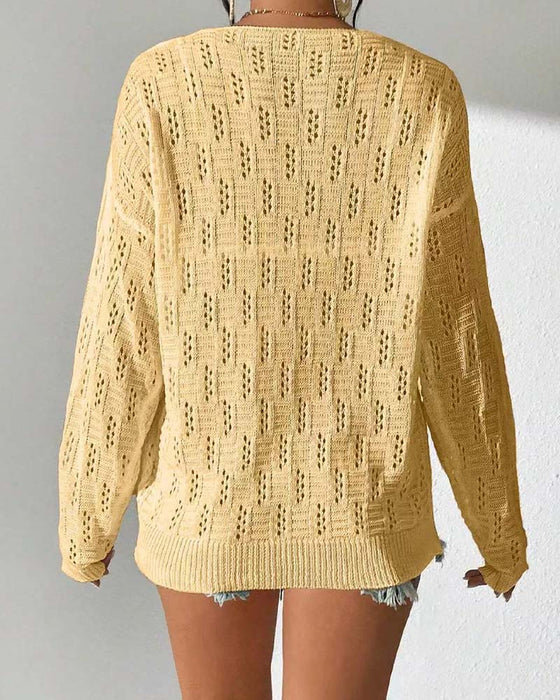 Pullover Lochmuster Drop-Schulter