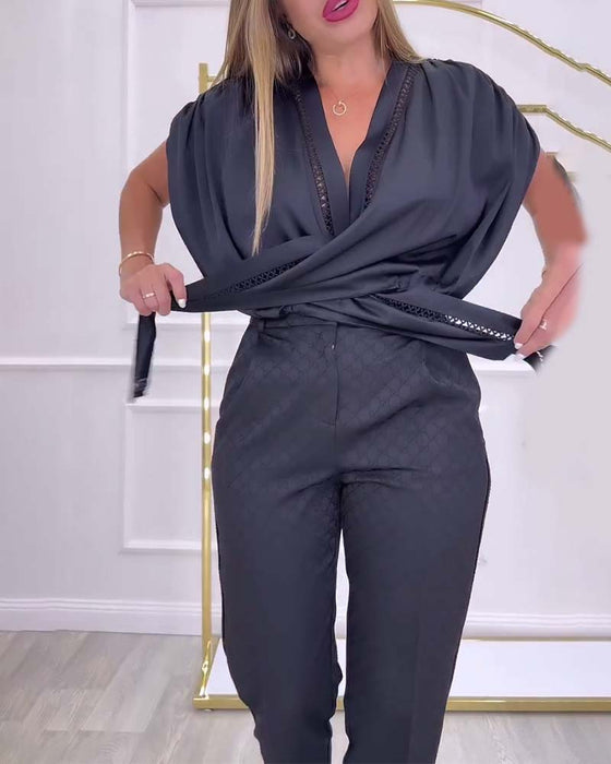 Bluse Laternenärmel One-Shoulder Einfarbig