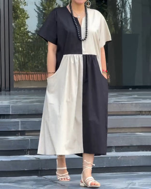 Kleid Kontrast Locker A-Linie