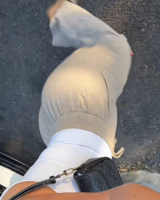 Hose Kordelzug Elastische Taille Lässig Lang