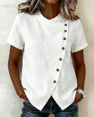 Bluse Asymmetrischer Diagonaler Knopf Designer