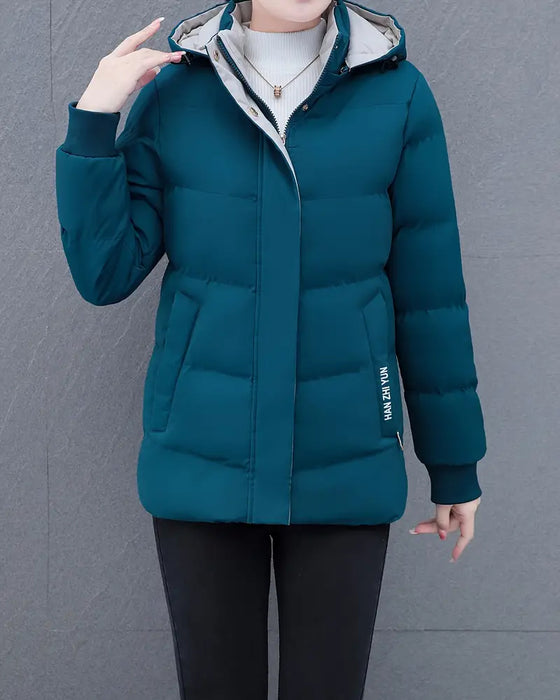 Jacke lässig einfarbig warm mit Kapuze