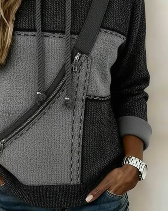 Stylischer Kapuzenpullover Mit Farbblockmuster