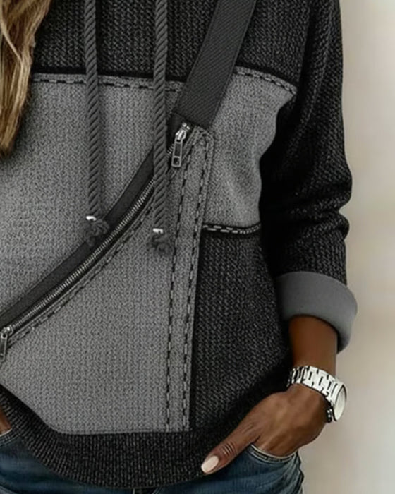 Stylischer Kapuzenpullover Mit Farbblockmuster