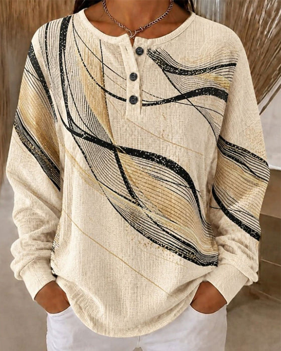 Sweatshirt Wellen Linie Druck