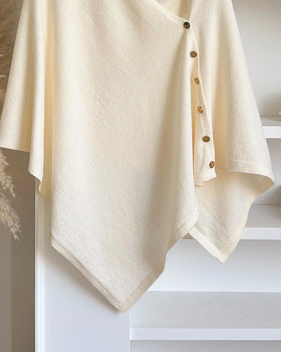 Mantel Vielseitig Asymmetrischer Knopf Cape Umhang