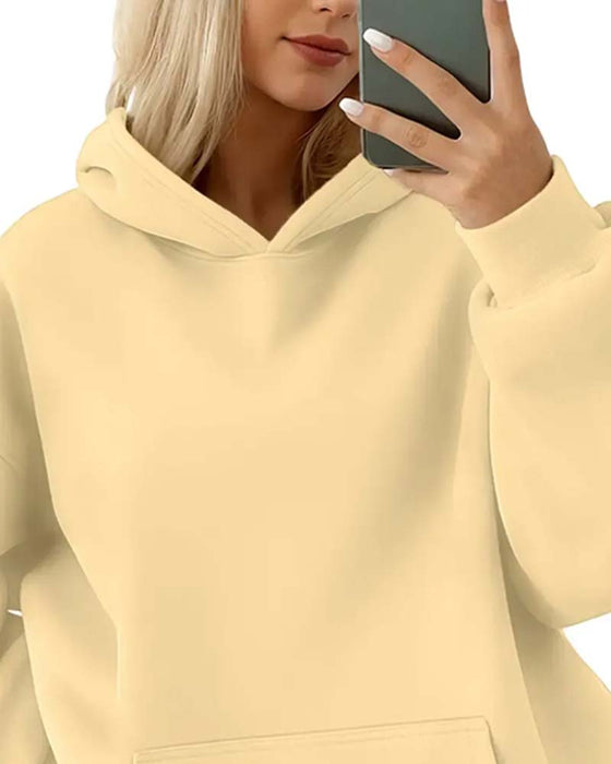 Hoodie Unifarbe Langarm Lässig