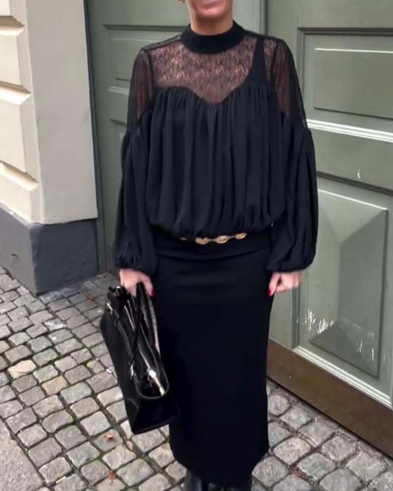 Bluse Mit Lockerer Passform, Fledermausärmel-Design Und Eleganter Stimmung