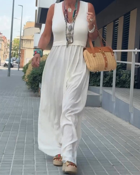 Kleid Einfarbig U-Ausschnitt