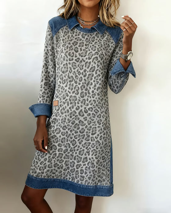 Kleid Mit Modischem Revers Und Farbblock-Design