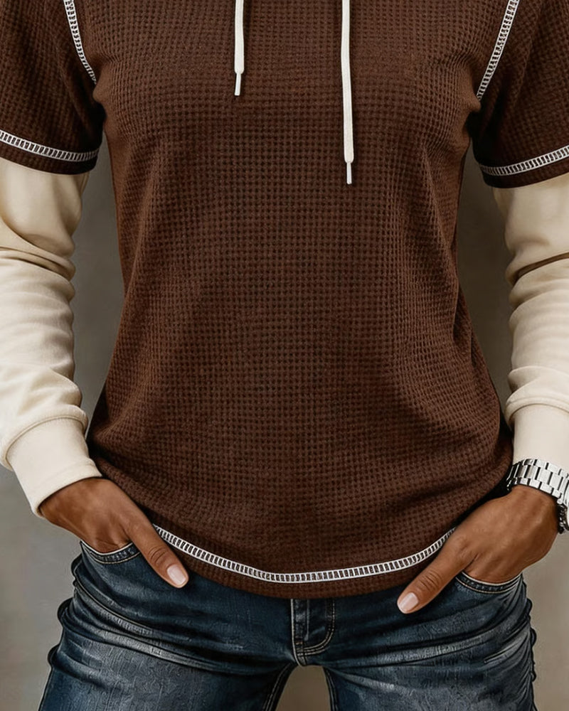 Hoodie Waffel Colorblock 2 In 1