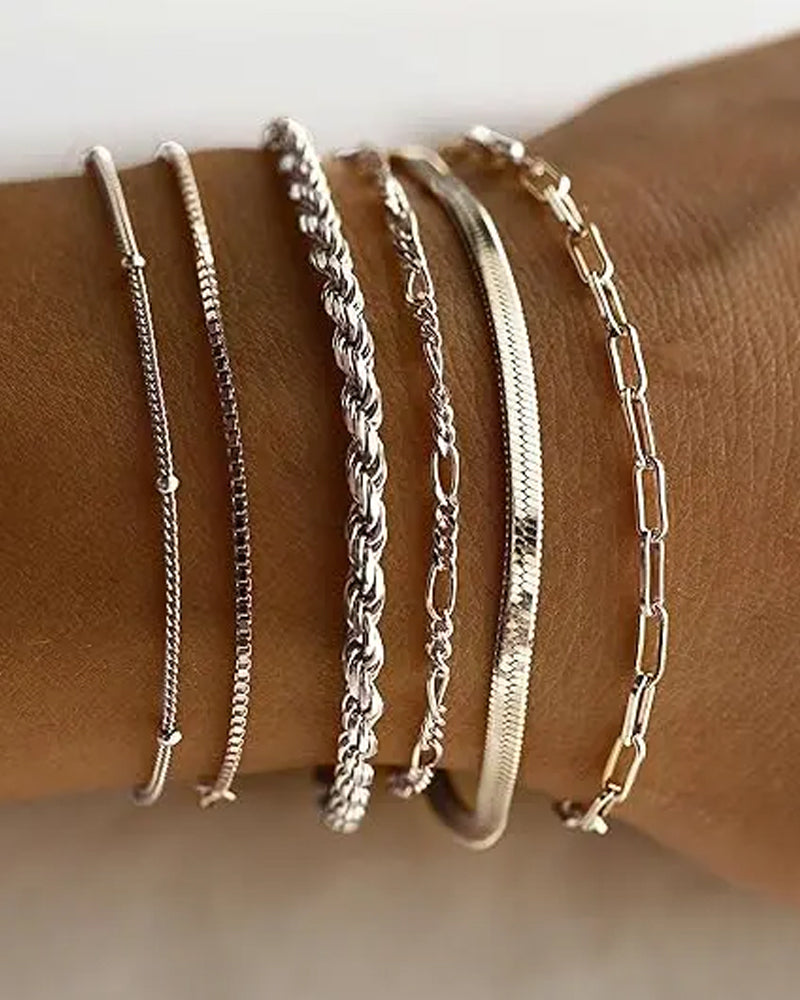 Modisches Schlankes Stapelbares Cuban‑Link‑Armband‑Set