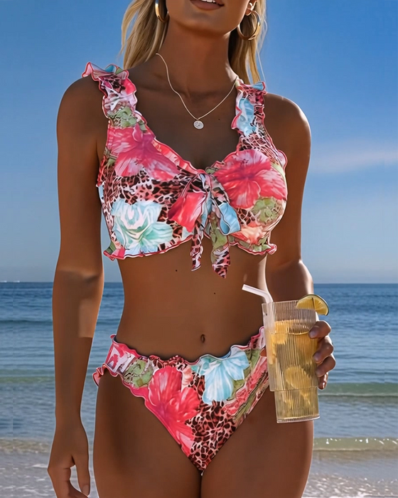 Bikinis Blumen Leopard Patchwork