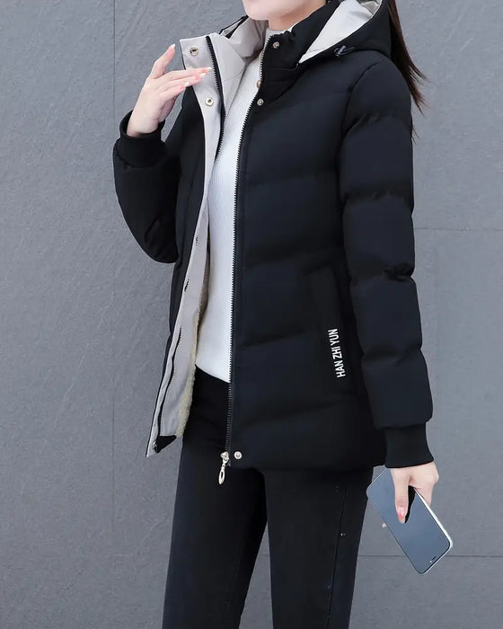 Jacke lässig einfarbig warm mit Kapuze