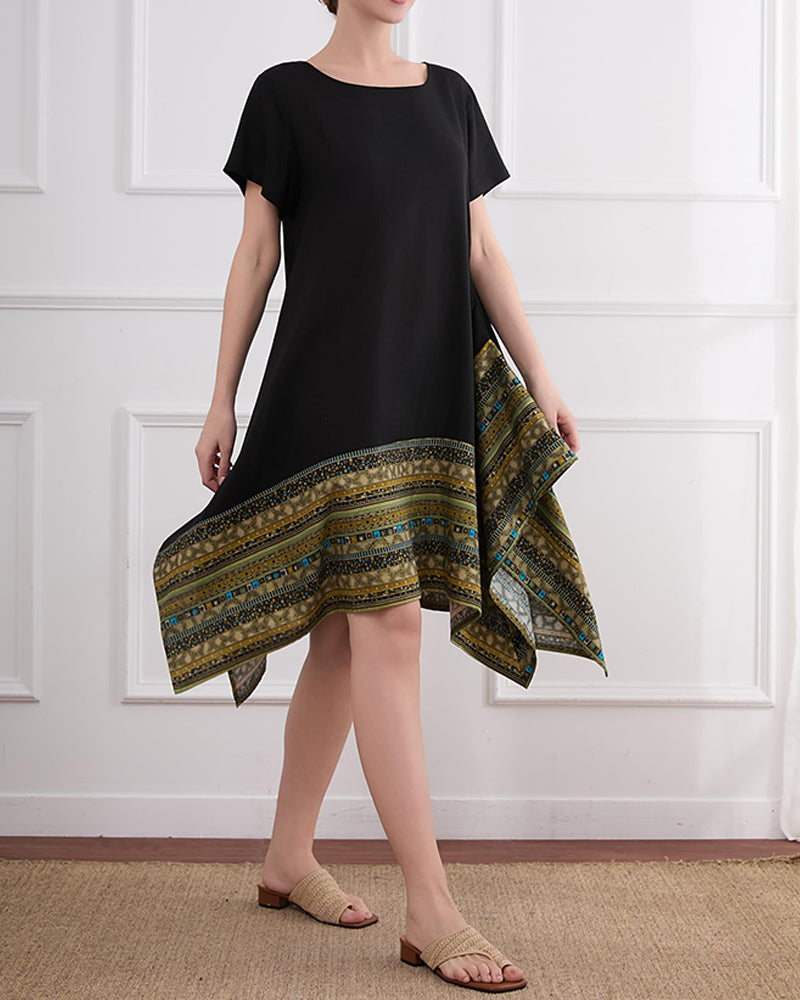 Kleid Bohemian Asymmetrischer Saum